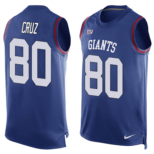 Men's Limited Victor Cruz Nike Jersey Royal Blue - #80 Player Name & Number Tank Top NFL New York Giants